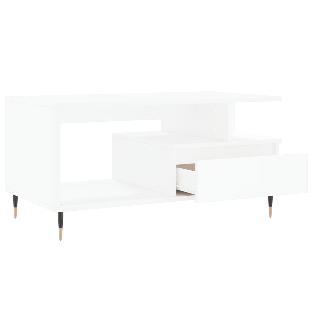 Salongbord hvit 90x49x45 cm konstruert tre