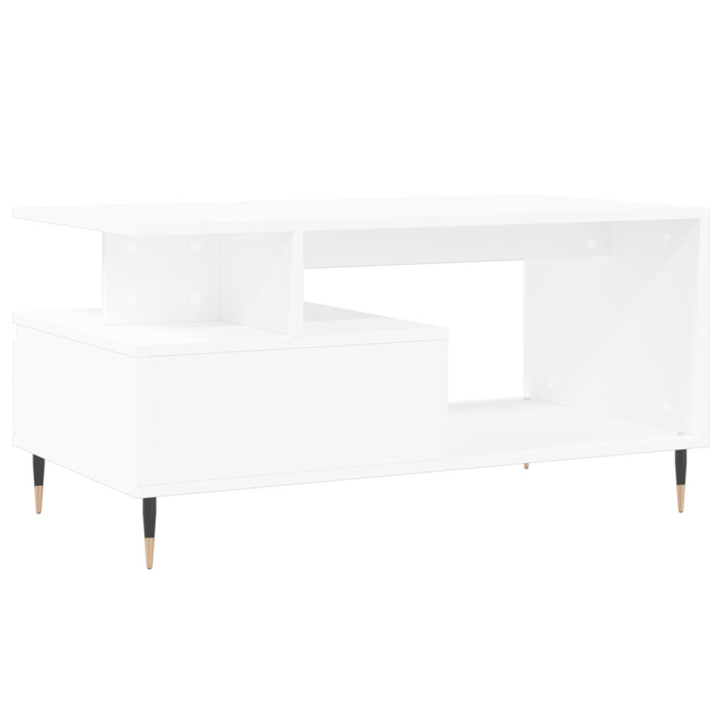 Salongbord hvit 90x49x45 cm konstruert tre