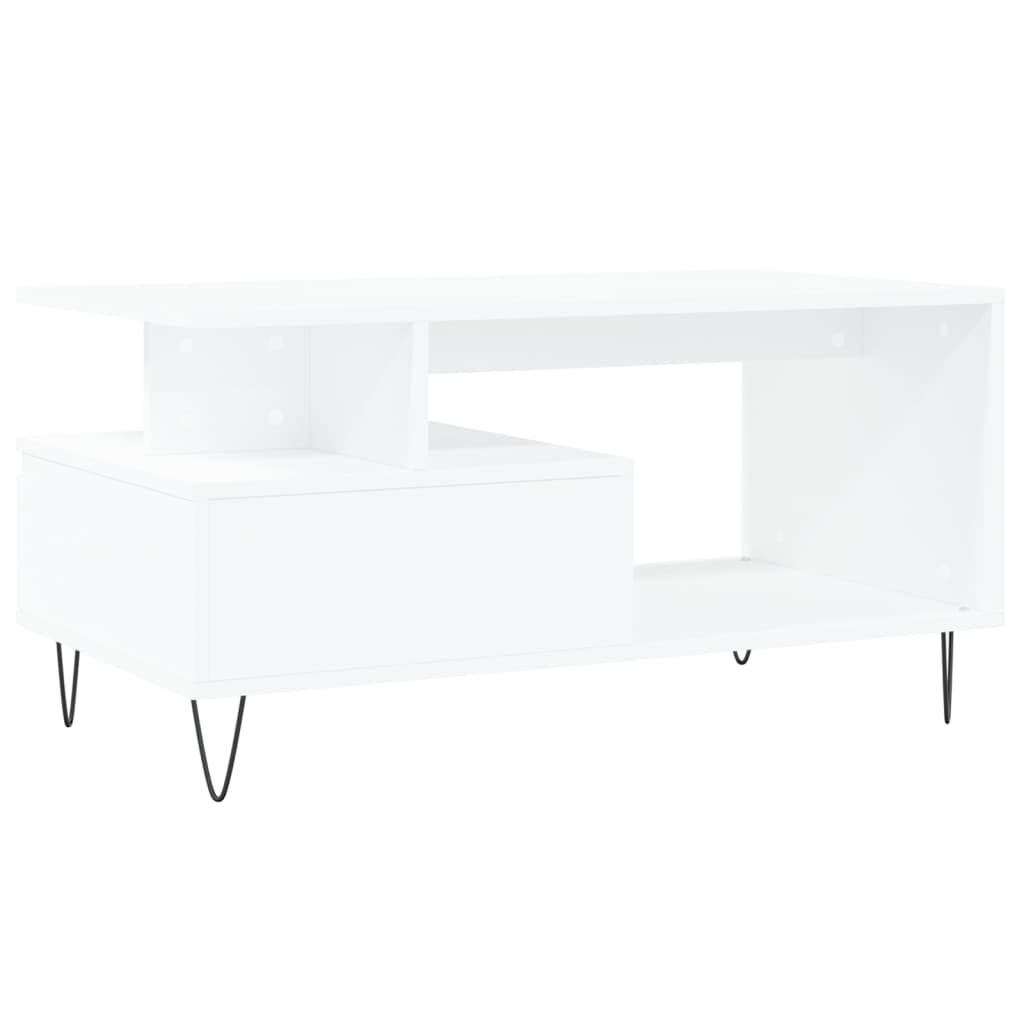 Salongbord hvit 90x49x45 cm konstruert tre