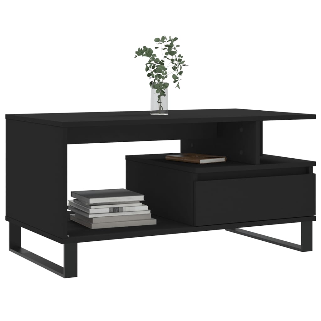Salongbord svart 90x49x45 cm konstruert tre