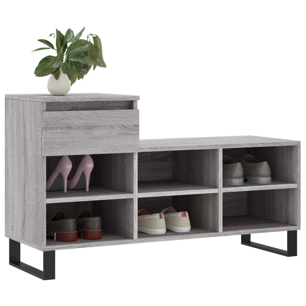Skoskap grå sonoma 102x36x60 cm konstruert tre
