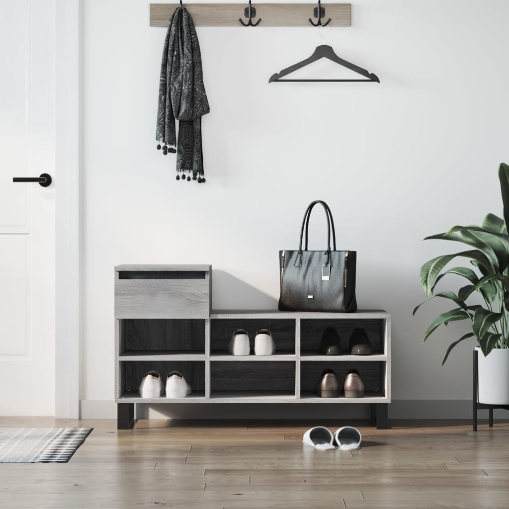 Skoskap grå sonoma 102x36x60 cm konstruert tre