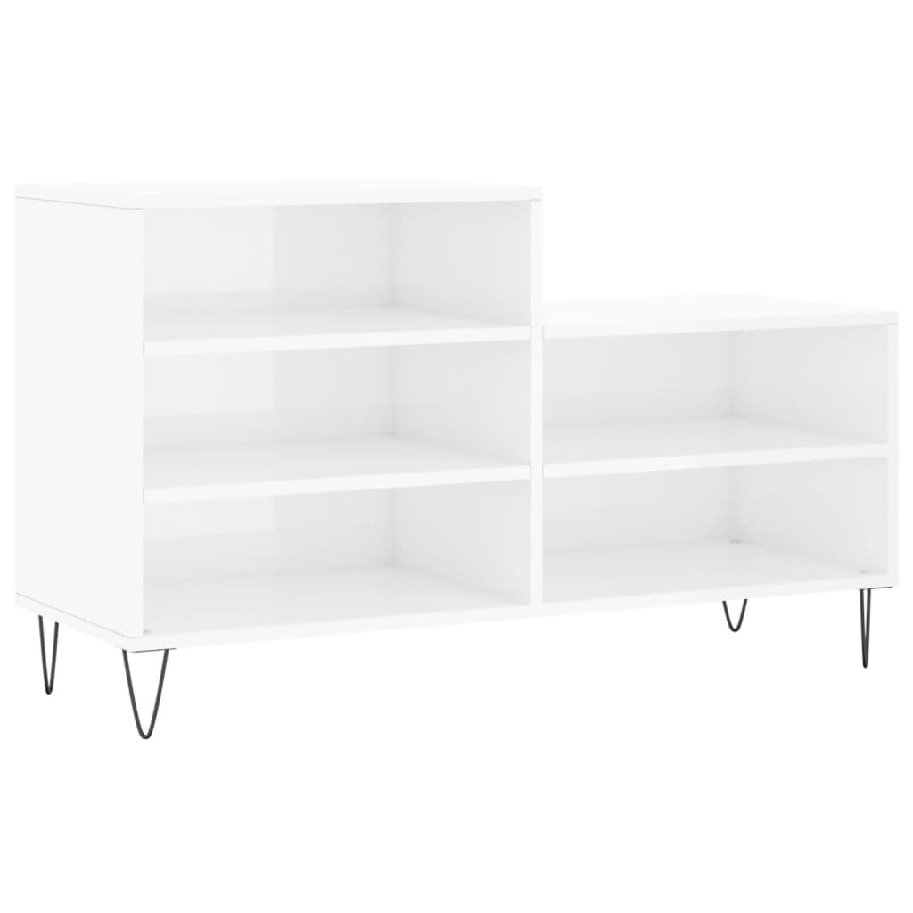 Skoskap høyglans hvit 102x36x60 cm konstruert tre