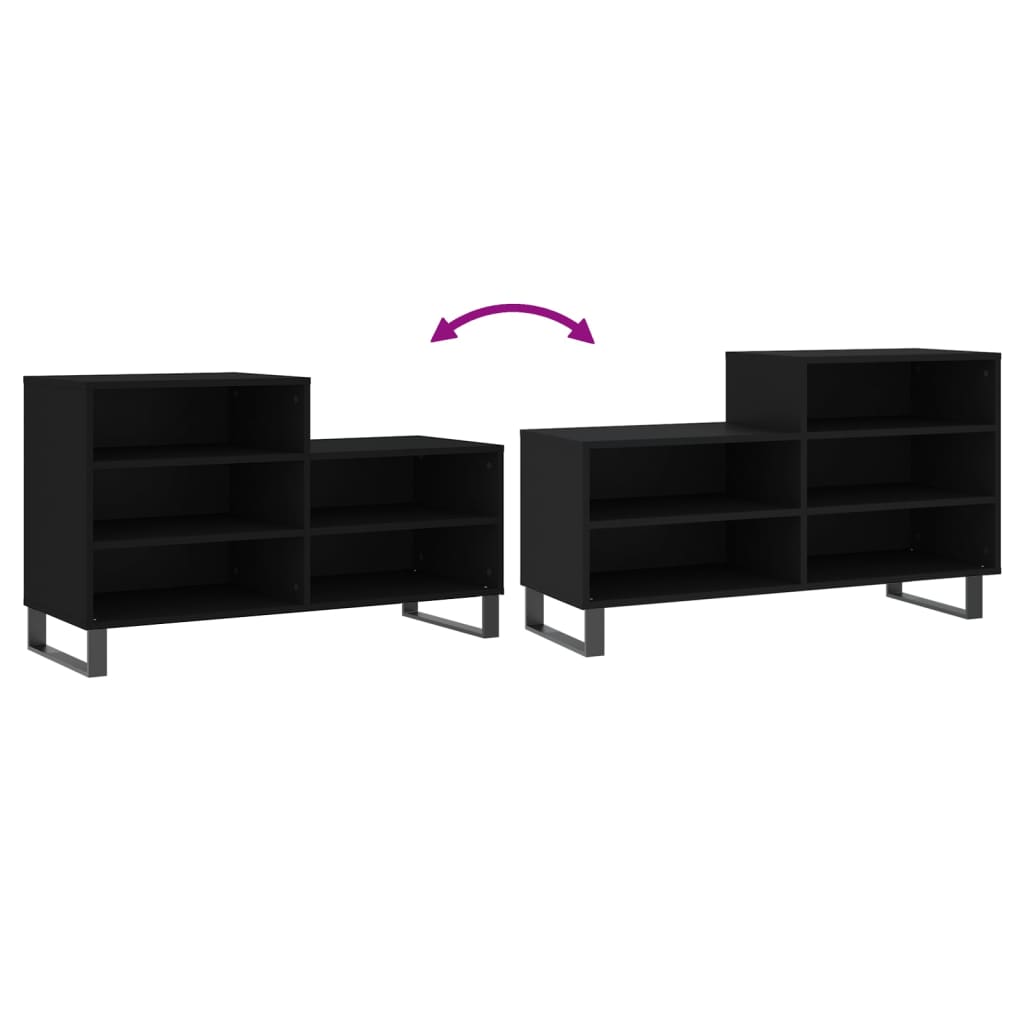 Skoskap svart 102x36x60 cm konstruert tre