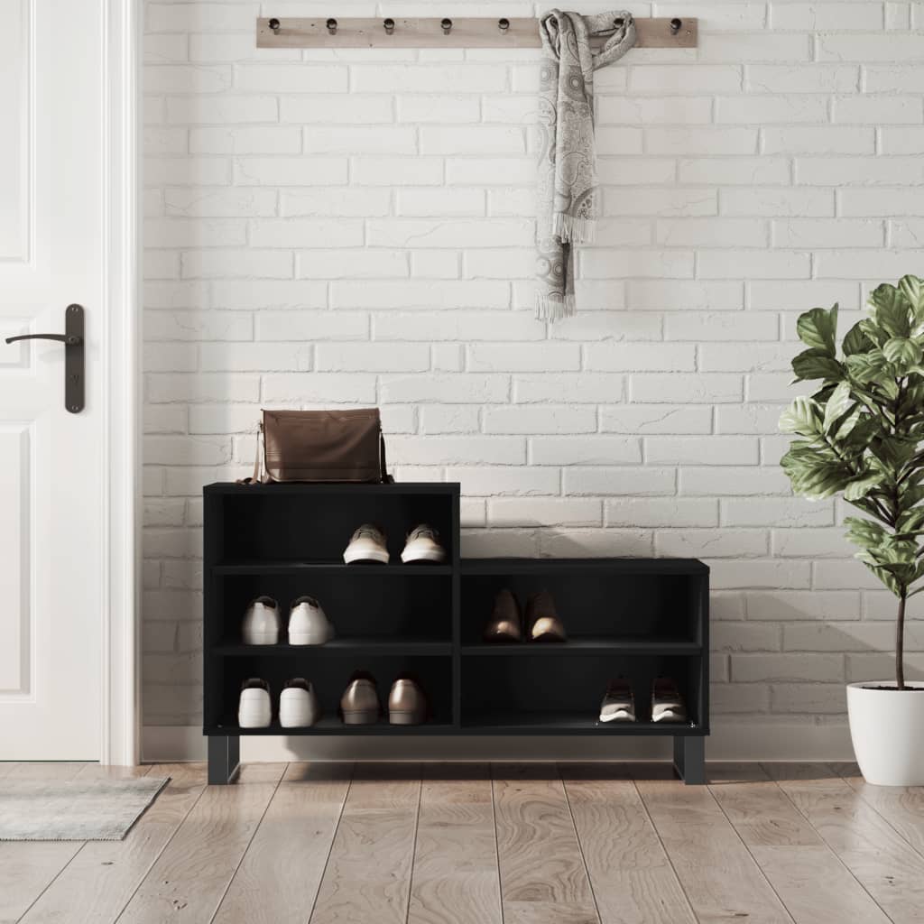 Skoskap svart 102x36x60 cm konstruert tre