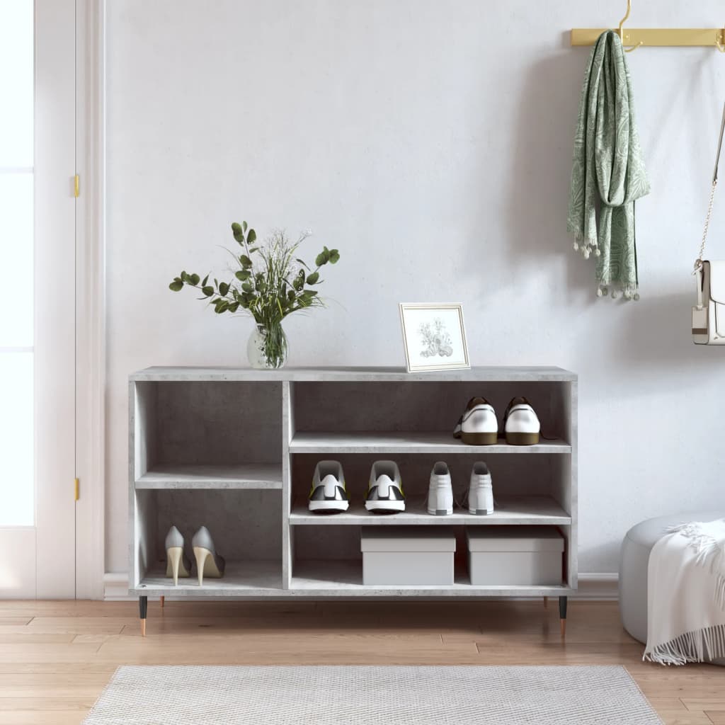 Skoskap betonggrå 102x36x60 cm konstruert tre
