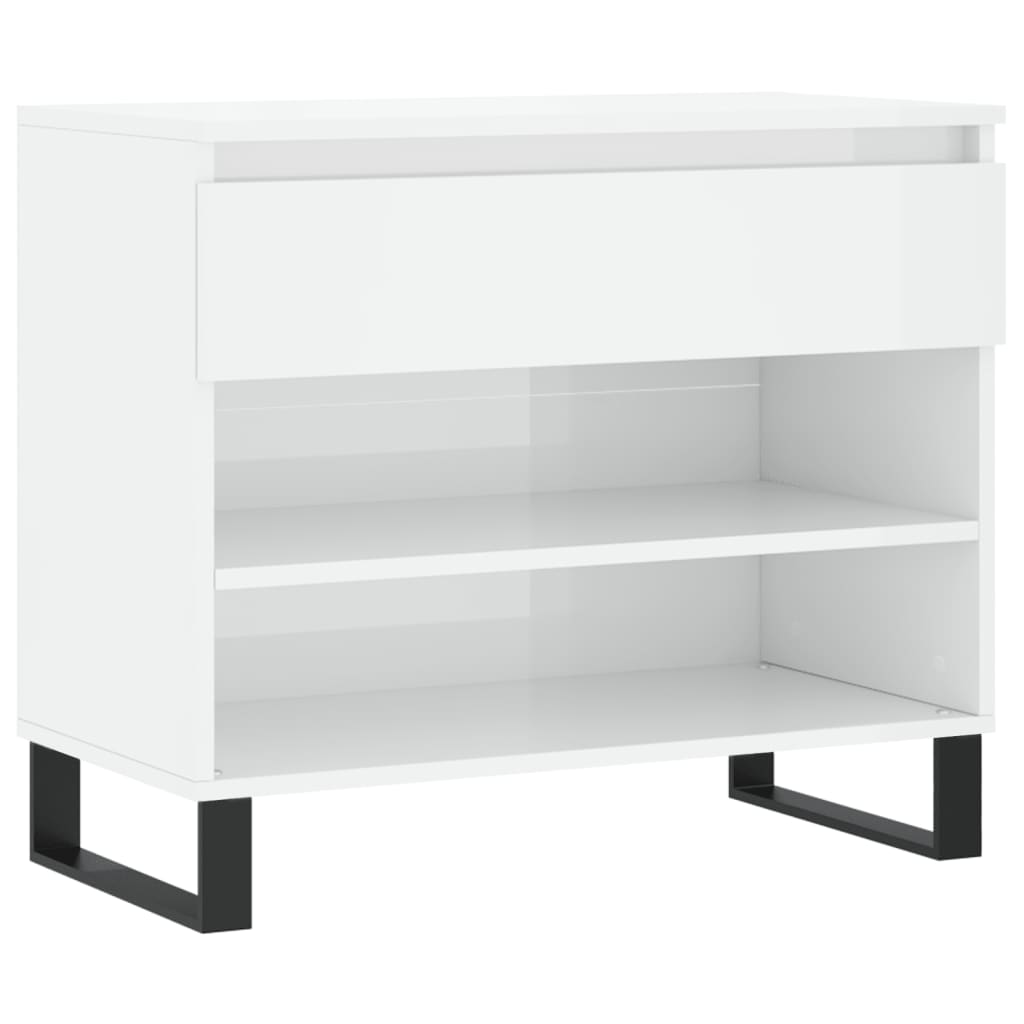 Skoskap høyglans hvit 70x36x60cm konstruert tre