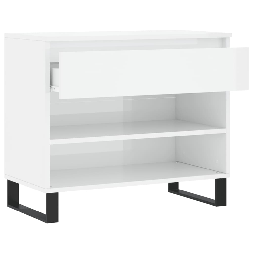 Skoskap høyglans hvit 70x36x60cm konstruert tre