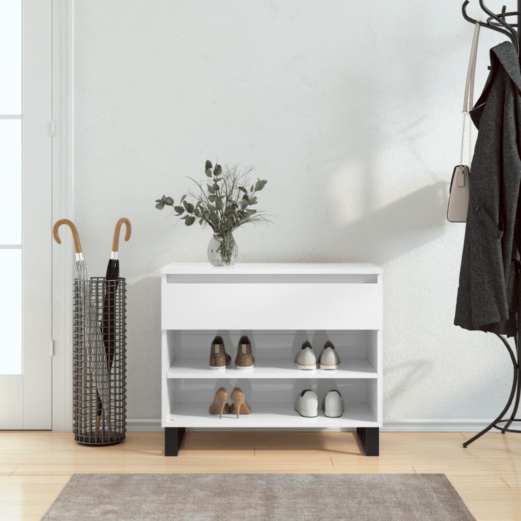 Skoskap høyglans hvit 70x36x60cm konstruert tre