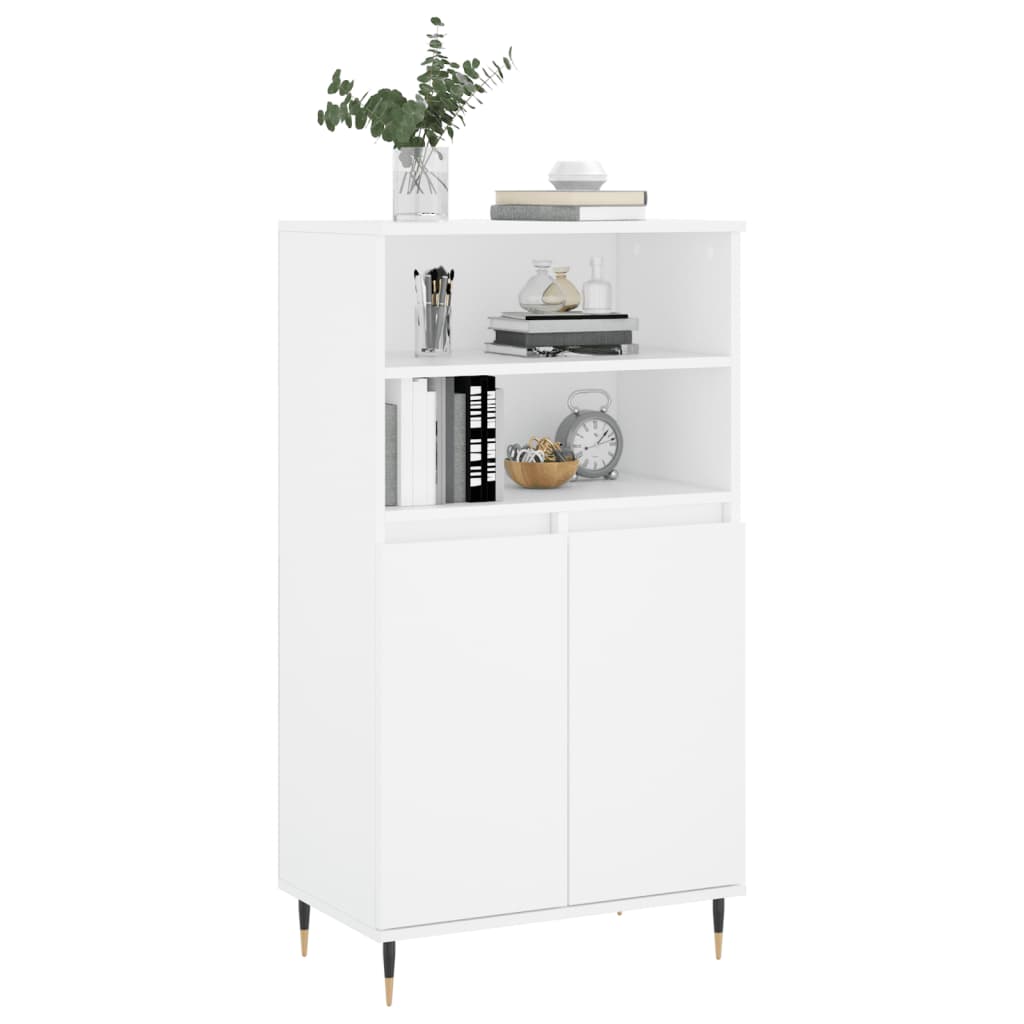 Highboard hvit 60x36x110 cm konstruert tre