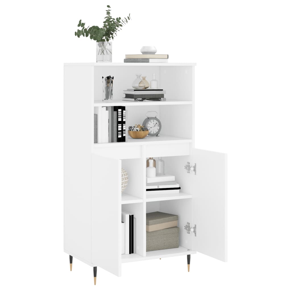 Highboard hvit 60x36x110 cm konstruert tre