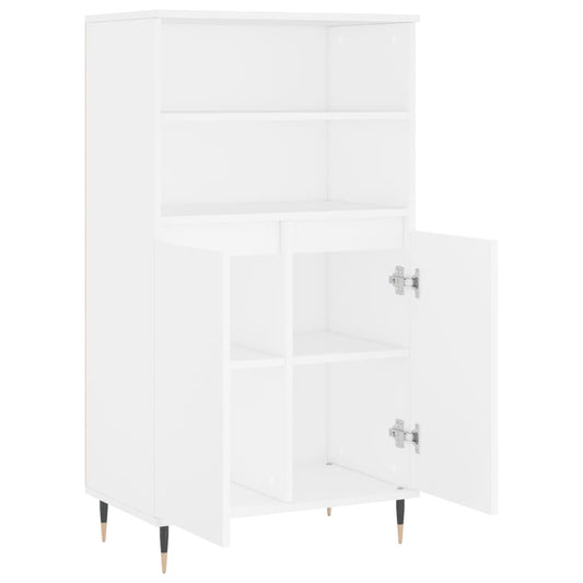 Highboard hvit 60x36x110 cm konstruert tre
