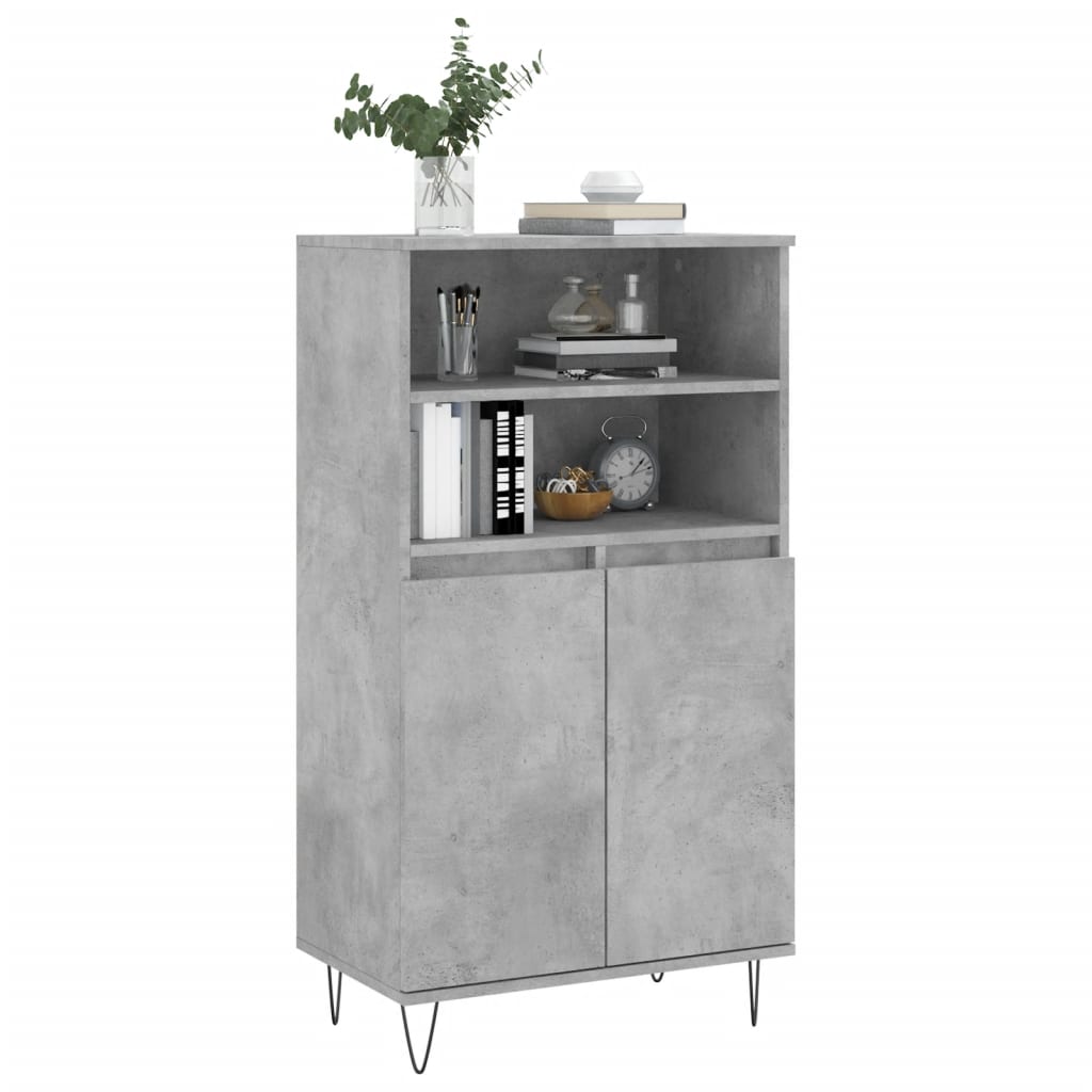 Highboard betonggrå 60x36x110 cm konstruert tre