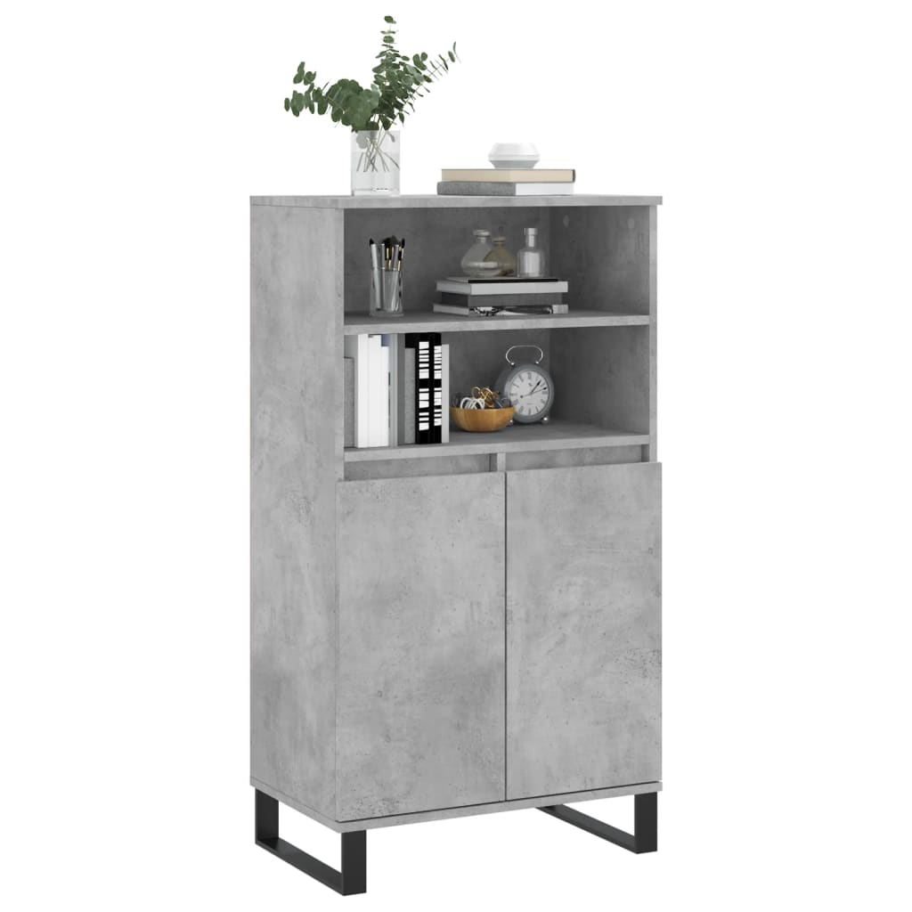 Highboard betonggrå 60x36x110 cm konstruert tre