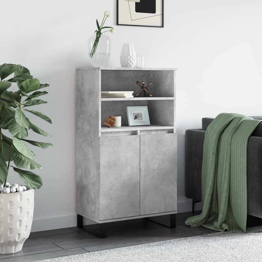 Highboard betonggrå 60x36x110 cm konstruert tre