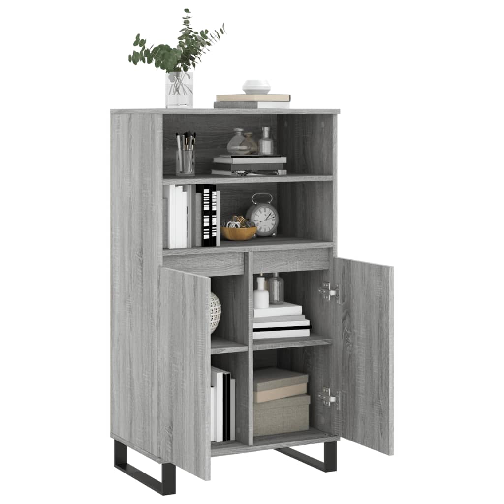 Highboard grå sonoma 60x36x110 cm konstruert tre