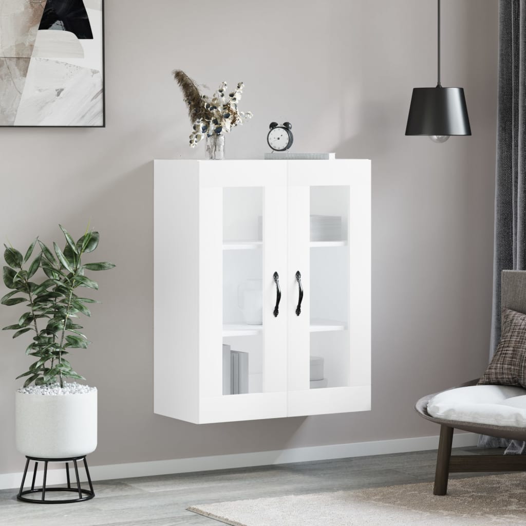 Veggmontert skap hvit 69,5x34x90 cm konstruert tre