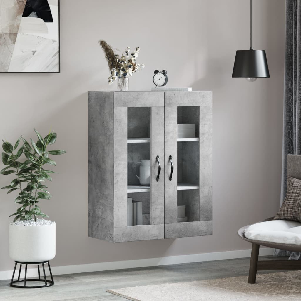 Veggskap betonggrå 69,5x34x90 cm konstruert tre