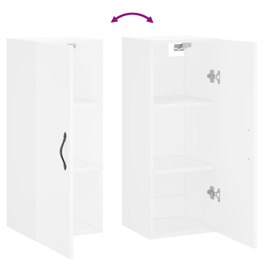 Veggmontert skap hvit 34,5x34x90 cm konstruert tre vidaXL