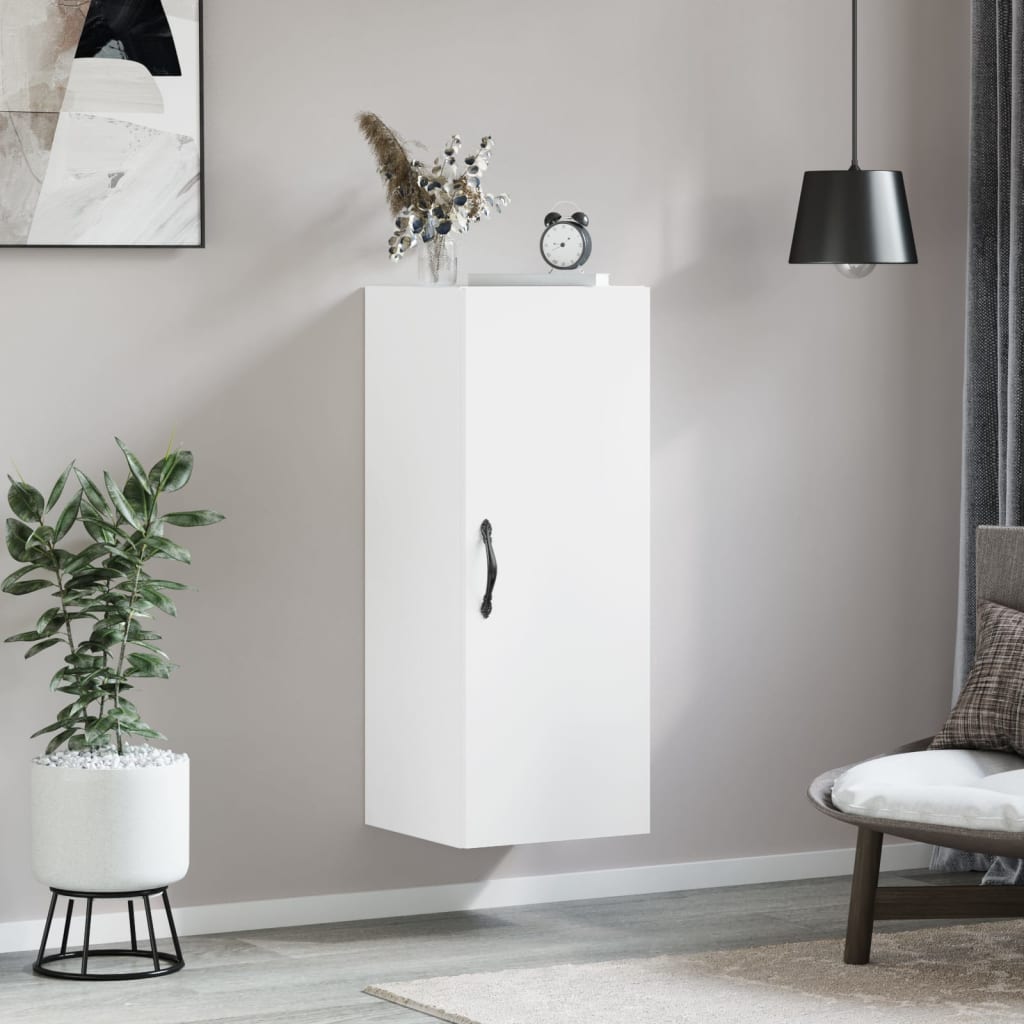 Veggmontert skap hvit 34,5x34x90 cm konstruert tre vidaXL