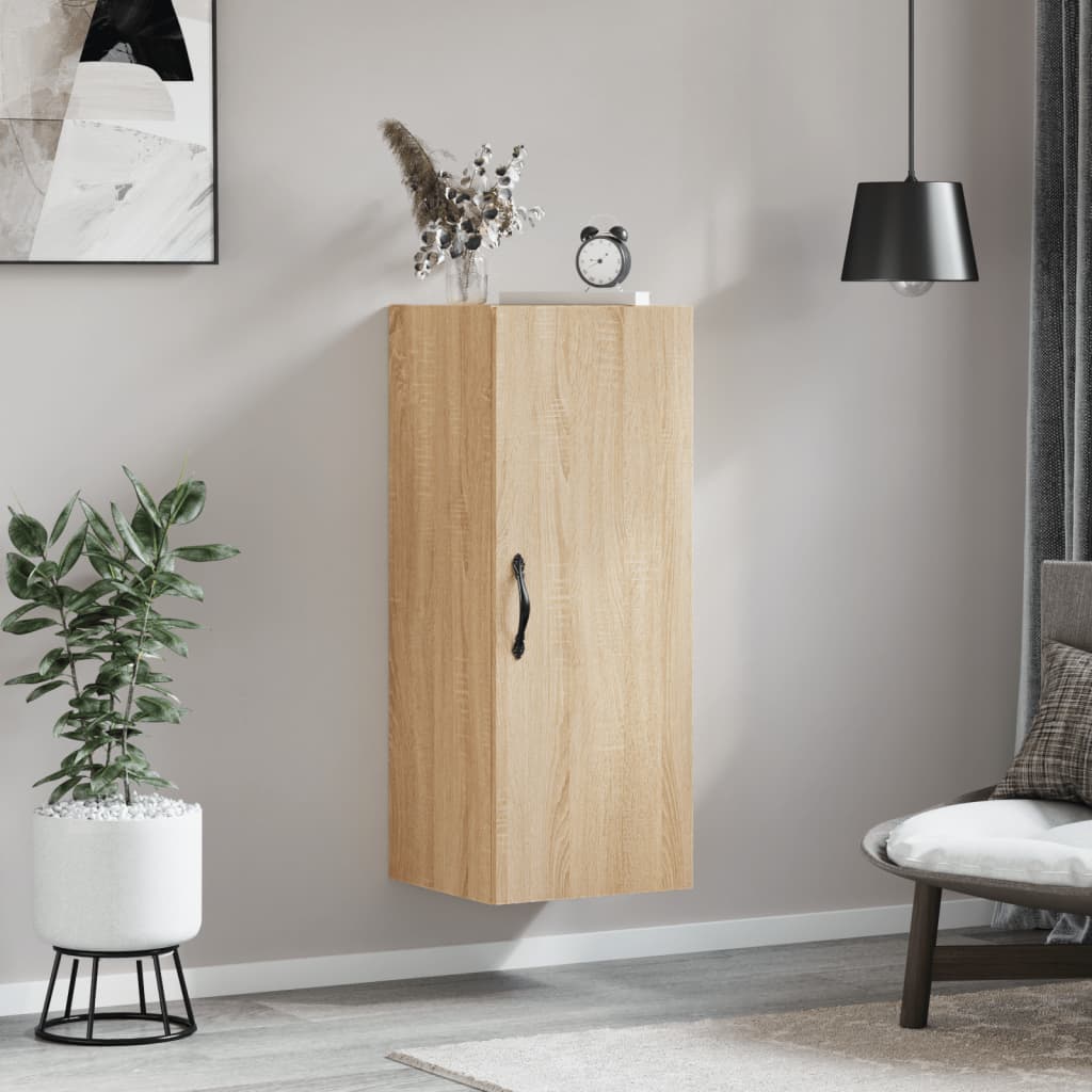 Veggmontert skap sonoma eik 34,5x34x90 cm konstruert tre