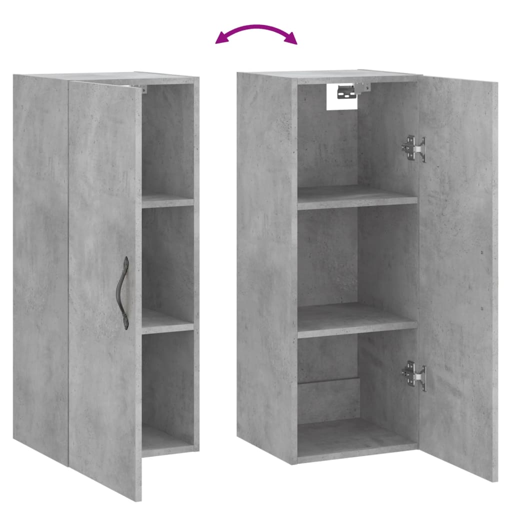 Veggskap betonggrå 34,5x34x90 cm konstruert tre