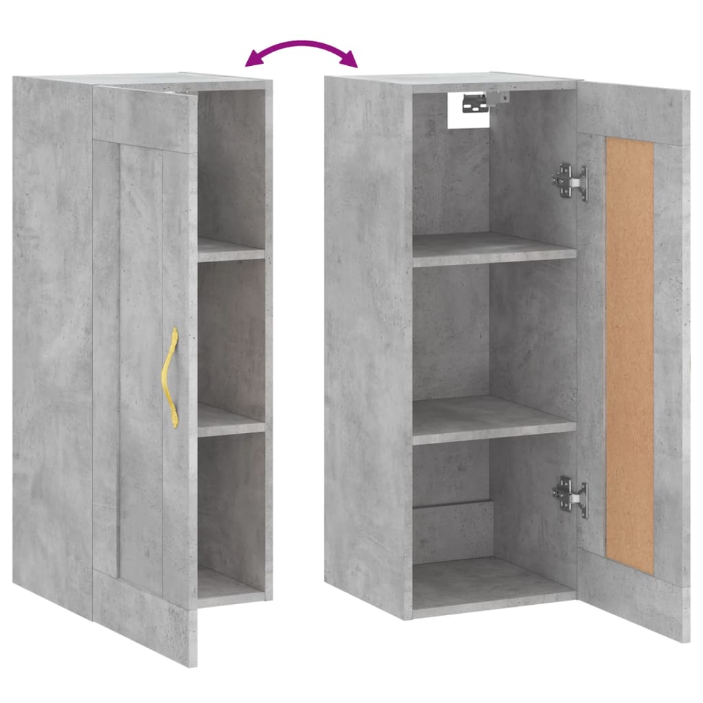 Veggskap betonggrå 34,5x34x90 cm konstruert tre vidaXL