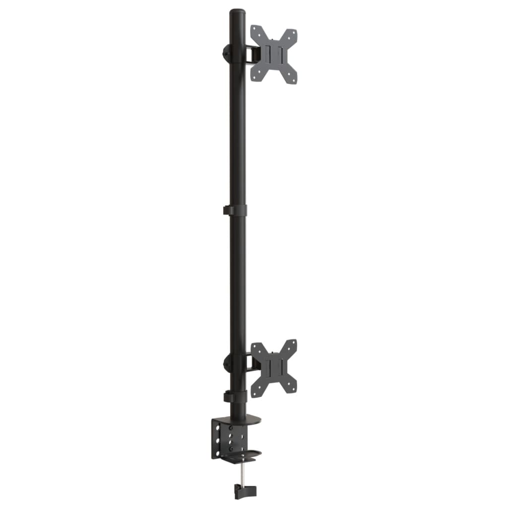 Dobbelt skjermstativ svart stål VESA 75/100 mm