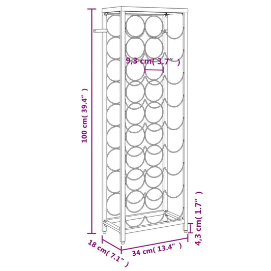 Vinstativ for 27 flasker svart 34x18x100 cm smijern