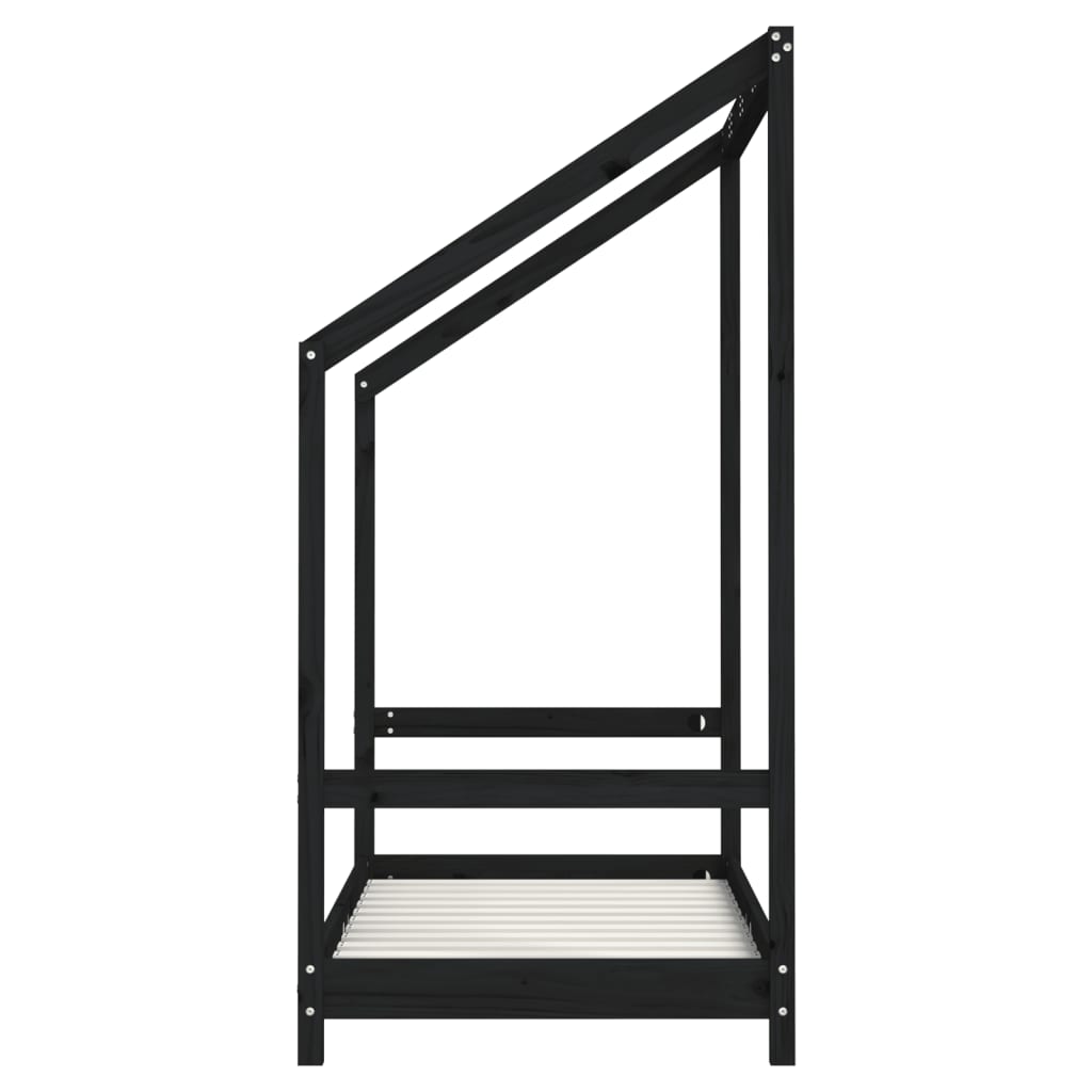 Barnesengeramme svart 2x(70x140) cm heltre furu