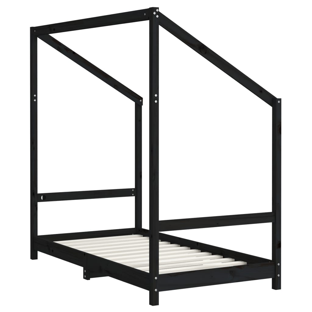 Barnesengeramme svart 2x(80x160) cm heltre furu