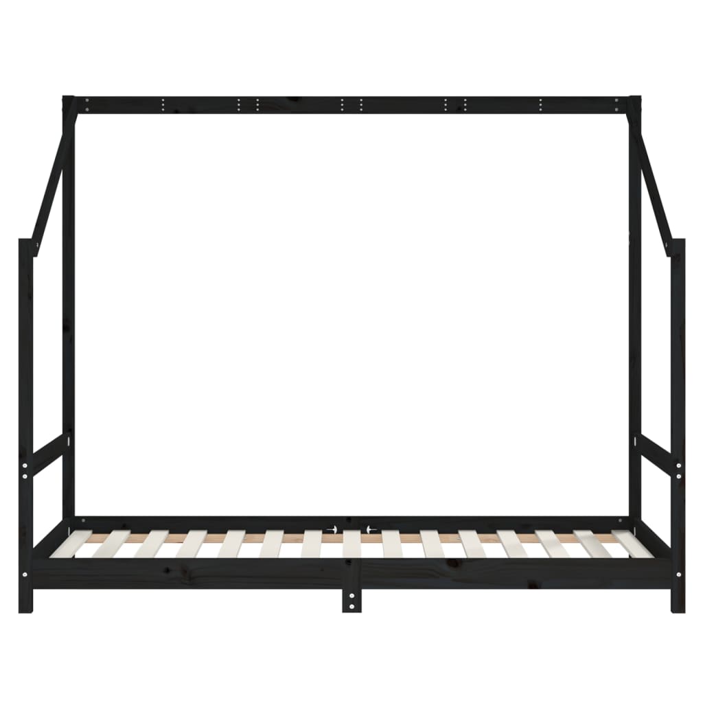 Barnesengeramme svart 2x(90x190) cm heltre furu