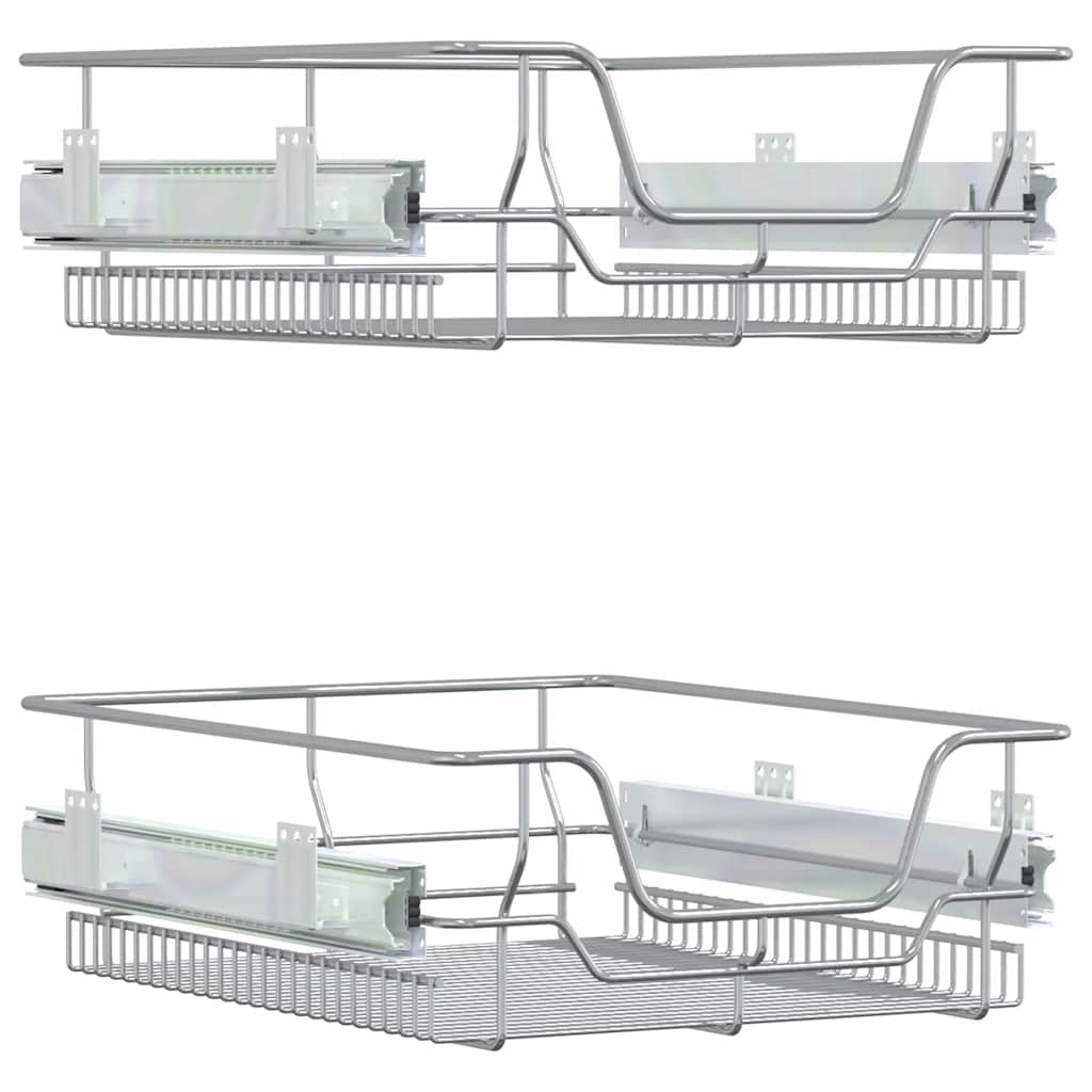 Uttrekkbare kurvskuffer 2 stk sølv 45 cm