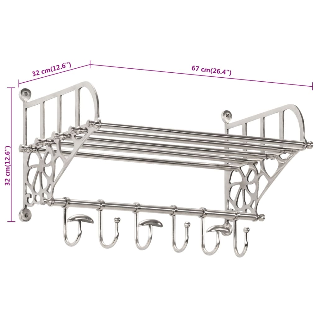 Bagasjehylle med kleshengere veggmontert aluminium