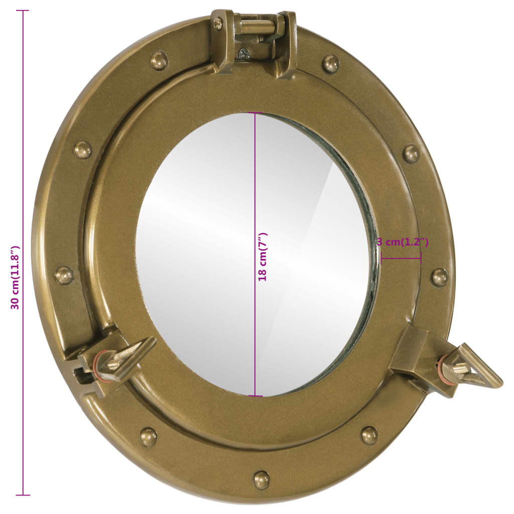 Kuøyespeil vegghengt Φ30 cm aluminium og glass