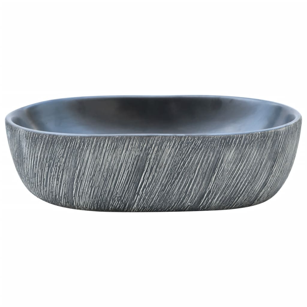 Benkeservant svart og grå oval 47x33x13 cm keramikk vidaXL