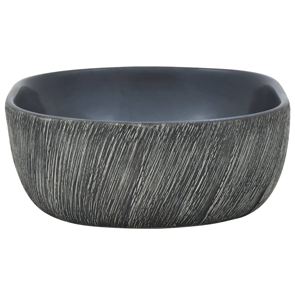Benkeservant svart og grå oval 47x33x13 cm keramikk vidaXL