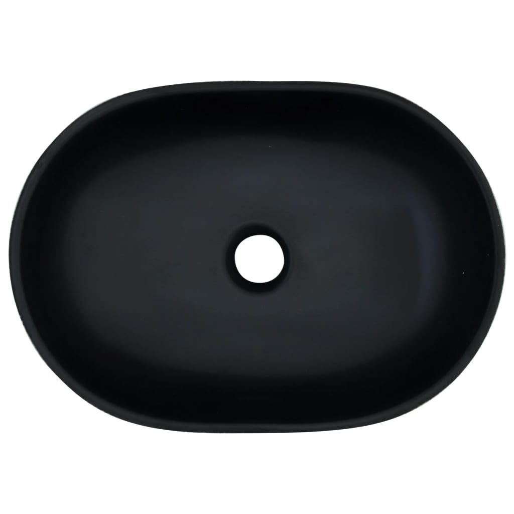Benkeservant svart og grå oval 47x33x13 cm keramikk vidaXL
