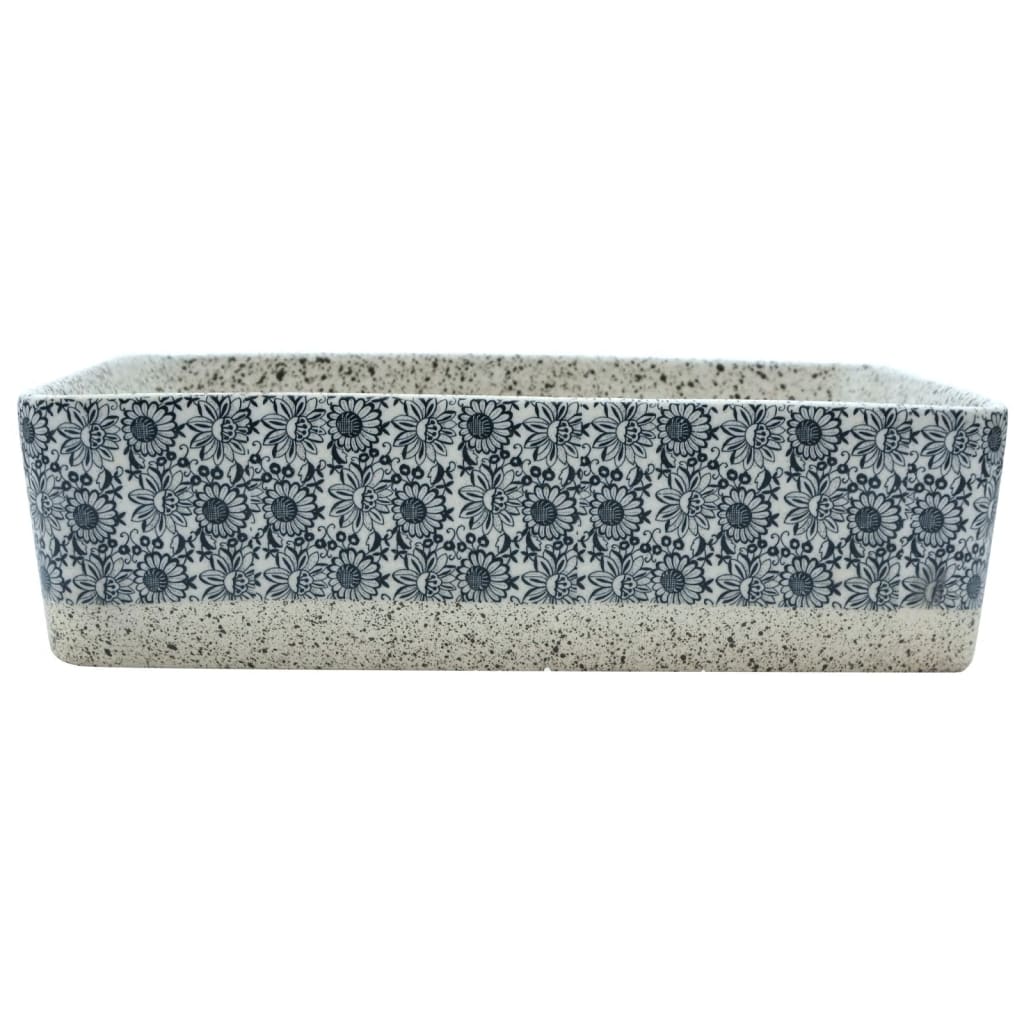 Benkeservant grå og blå rektangulær 46x35,5x13 cm keramikk