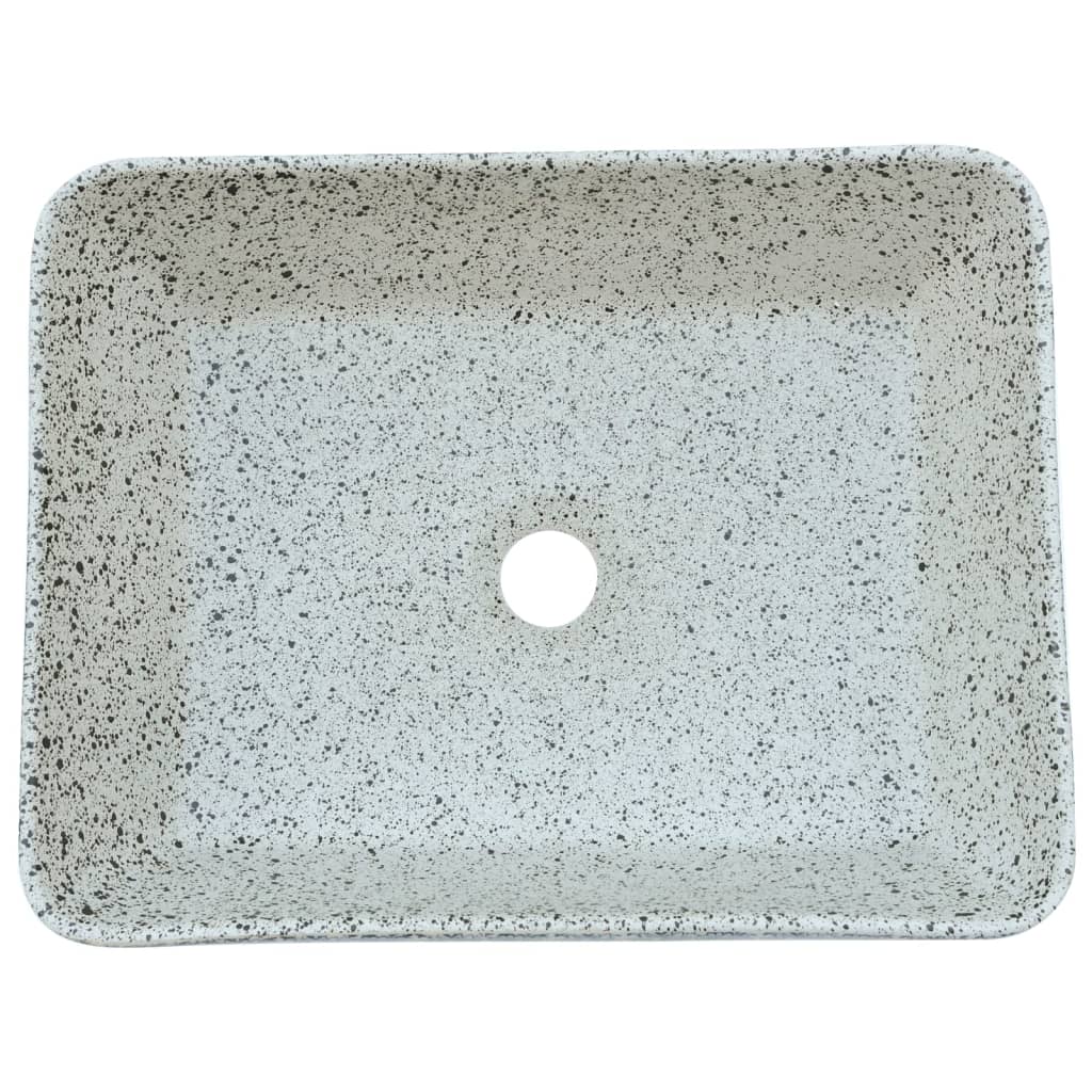 Benkeservant grå og blå rektangulær 46x35,5x13 cm keramikk