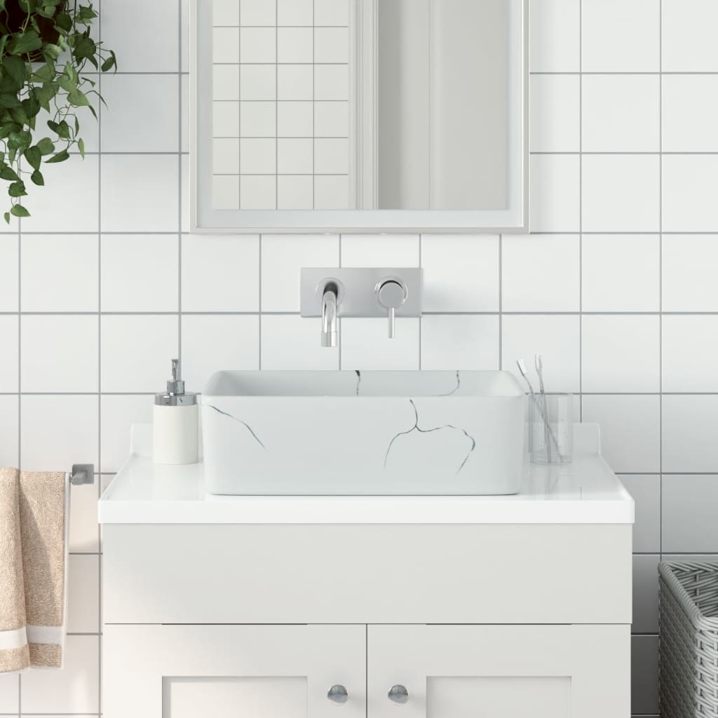 Benkeservant hvit rektangulær 46x35,5x13 cm keramikk