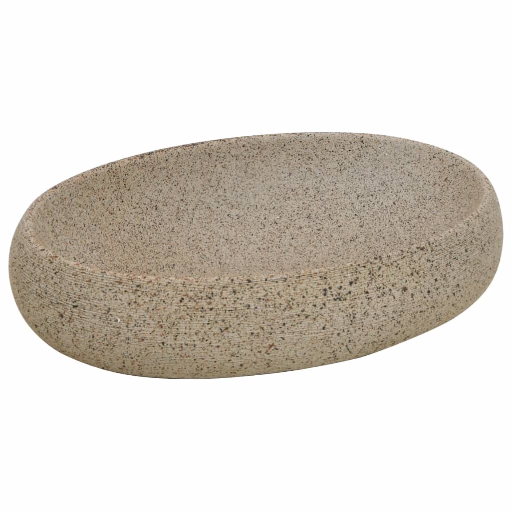 Benkeservant sand oval 59x40x15 cm keramikk