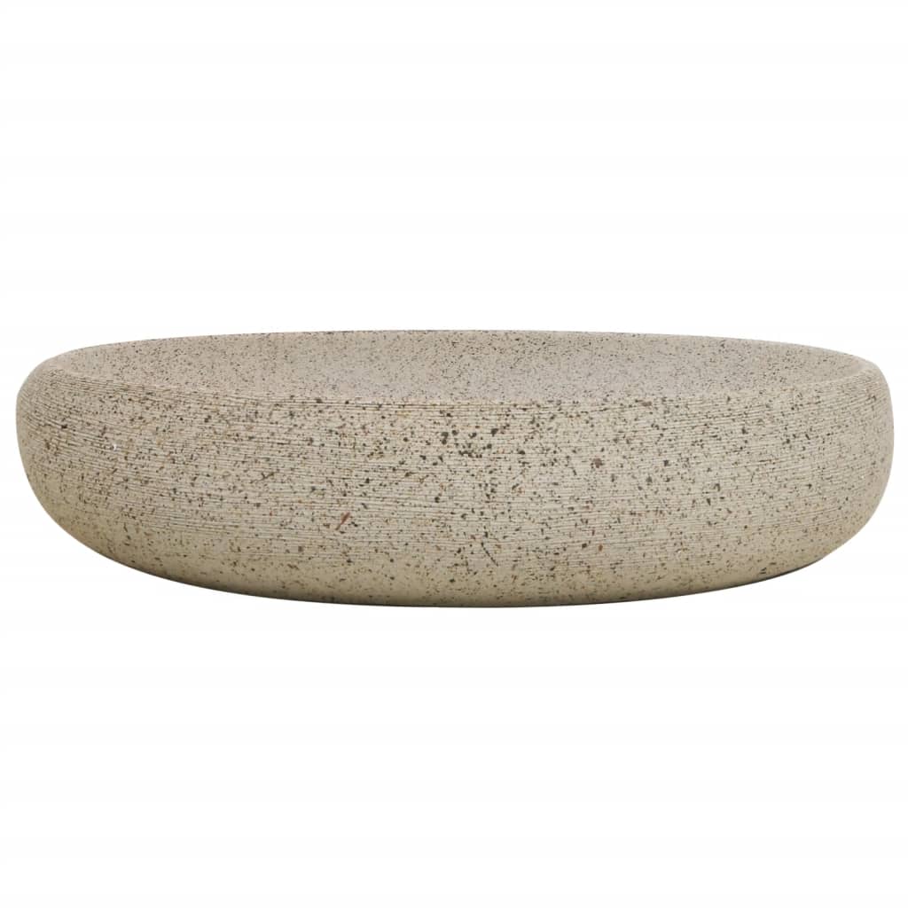 Benkeservant sand oval 59x40x15 cm keramikk