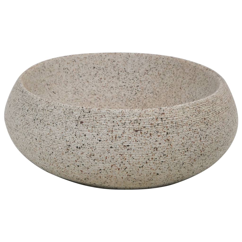 Benkeservant sand oval 59x40x15 cm keramikk