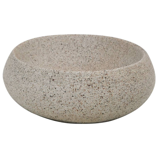 Benkeservant sand oval 59x40x15 cm keramikk