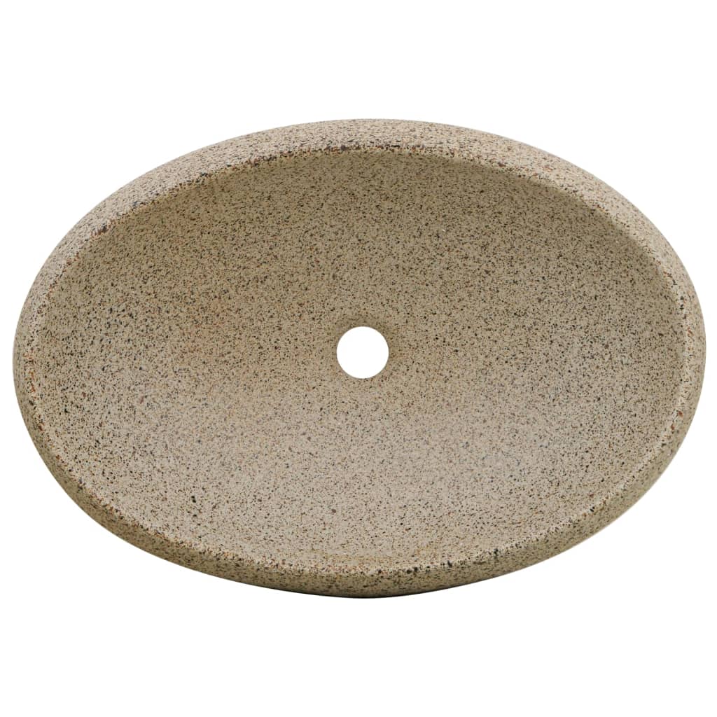 Benkeservant sand oval 59x40x15 cm keramikk