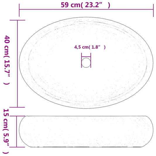 Benkeservant sand oval 59x40x15 cm keramikk