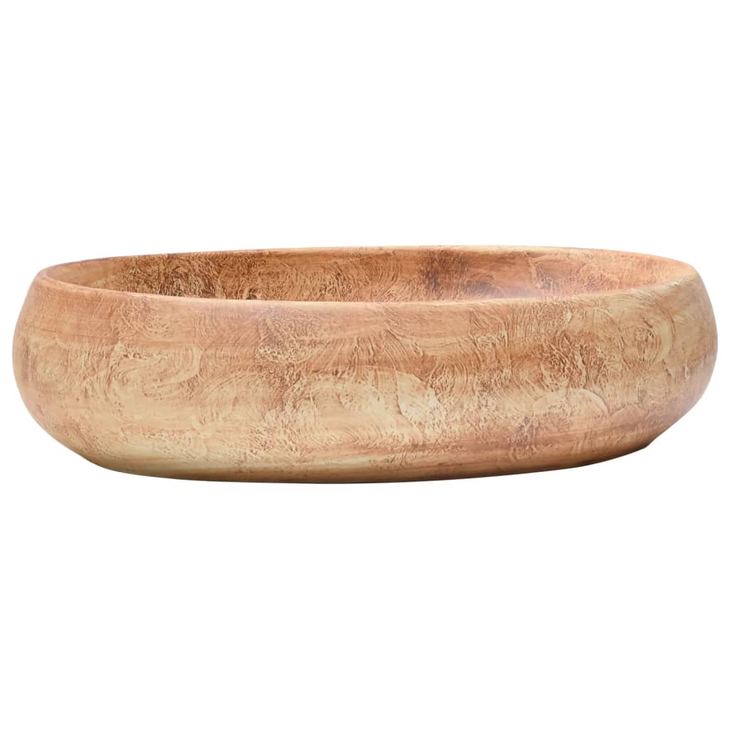 Benkeservant brun oval 59x40x15 cm keramikk