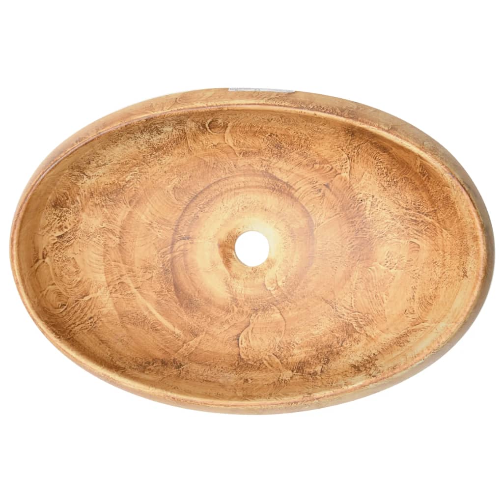 Benkeservant brun oval 59x40x15 cm keramikk vidaXL