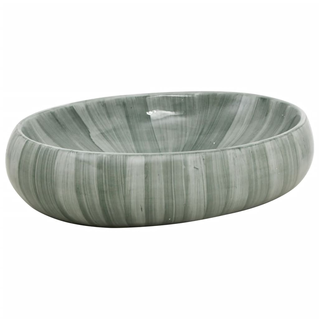 Benkeservant grønn oval 59x40x15 cm keramikk